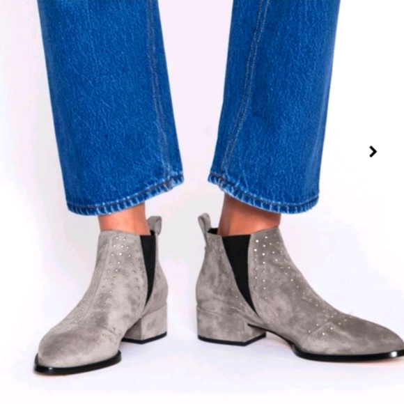 Anthropologie Shoes Arn Cooperative Sera Ankle Boot Dove Grey Suede